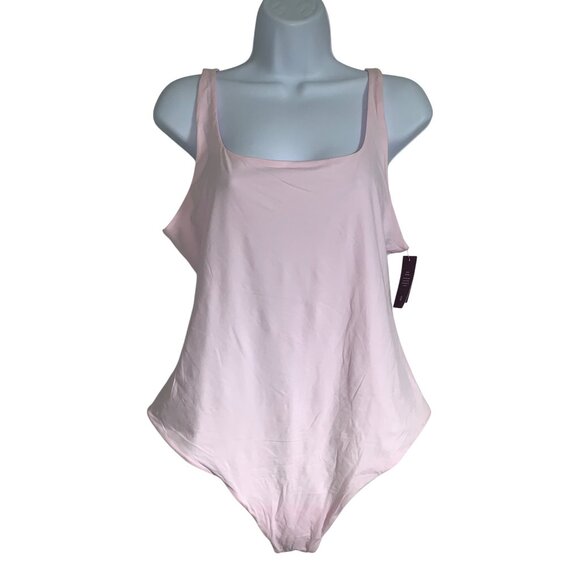 Auden Other - Auden Womens Light Pink Square Neck Stretchy Bodysuit Size XXL
